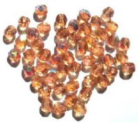 50 6mm Faceted Rosaline AB Firepolish Beads